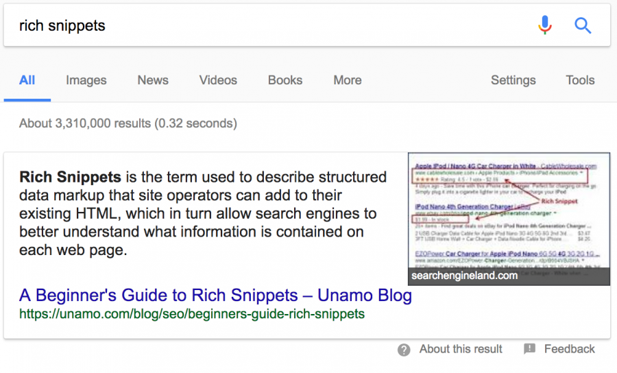 Example of a Rich Snippet in Google's search results